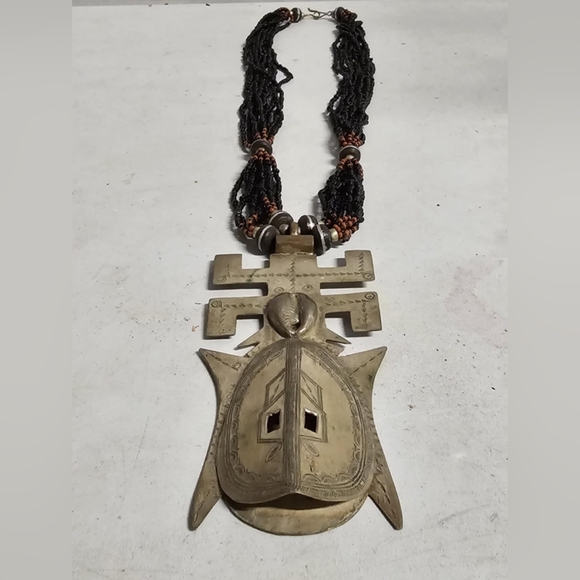 Authentic Tuareg Silver Amulet Multi Strand African  Black  Seed Necklace RARE - Picture 2 of 8